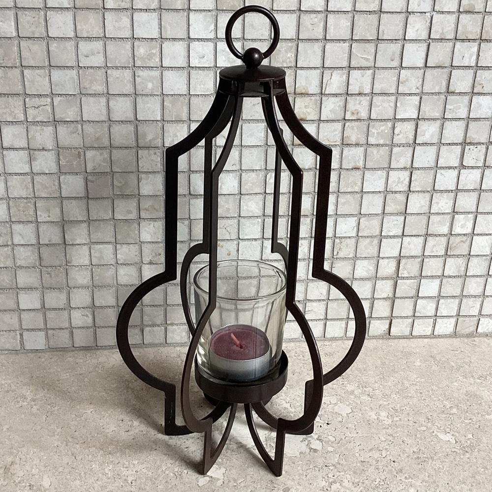 PARTYLITE HANGING METAL TEA LIGHT HOLDER ANTIQUE BRONZE 10” TALL - Picture 1 of 4